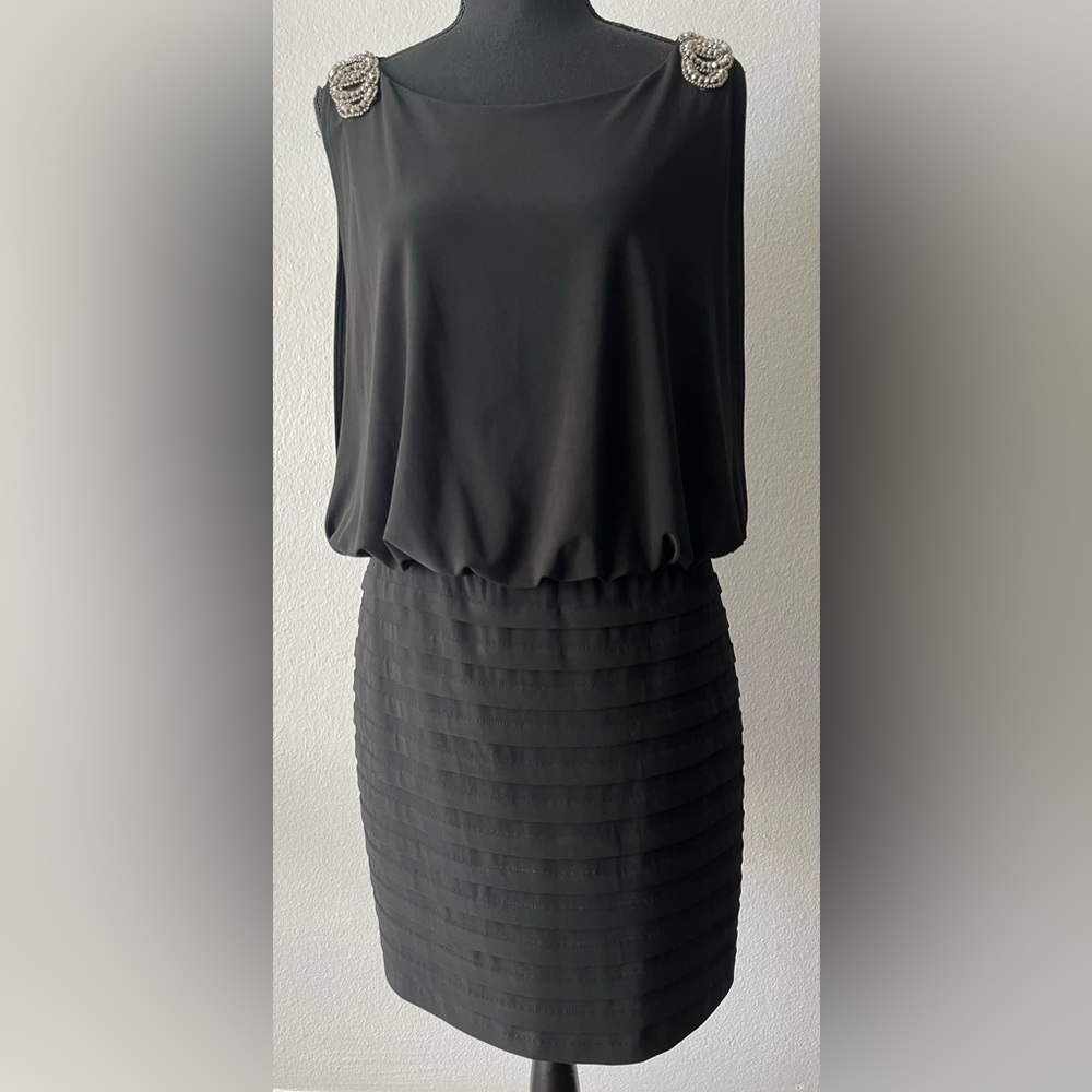 Xscape by Joanna Chen Embellished Shoulder Dress
